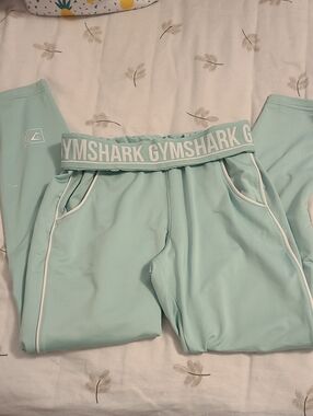 Gymshark Mint Green Track Joggers with White Piping